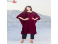 aamayra-fashion-house-maroon-velvet-kaftan-kurti-with-black-woolen-pant-for-women-small-2